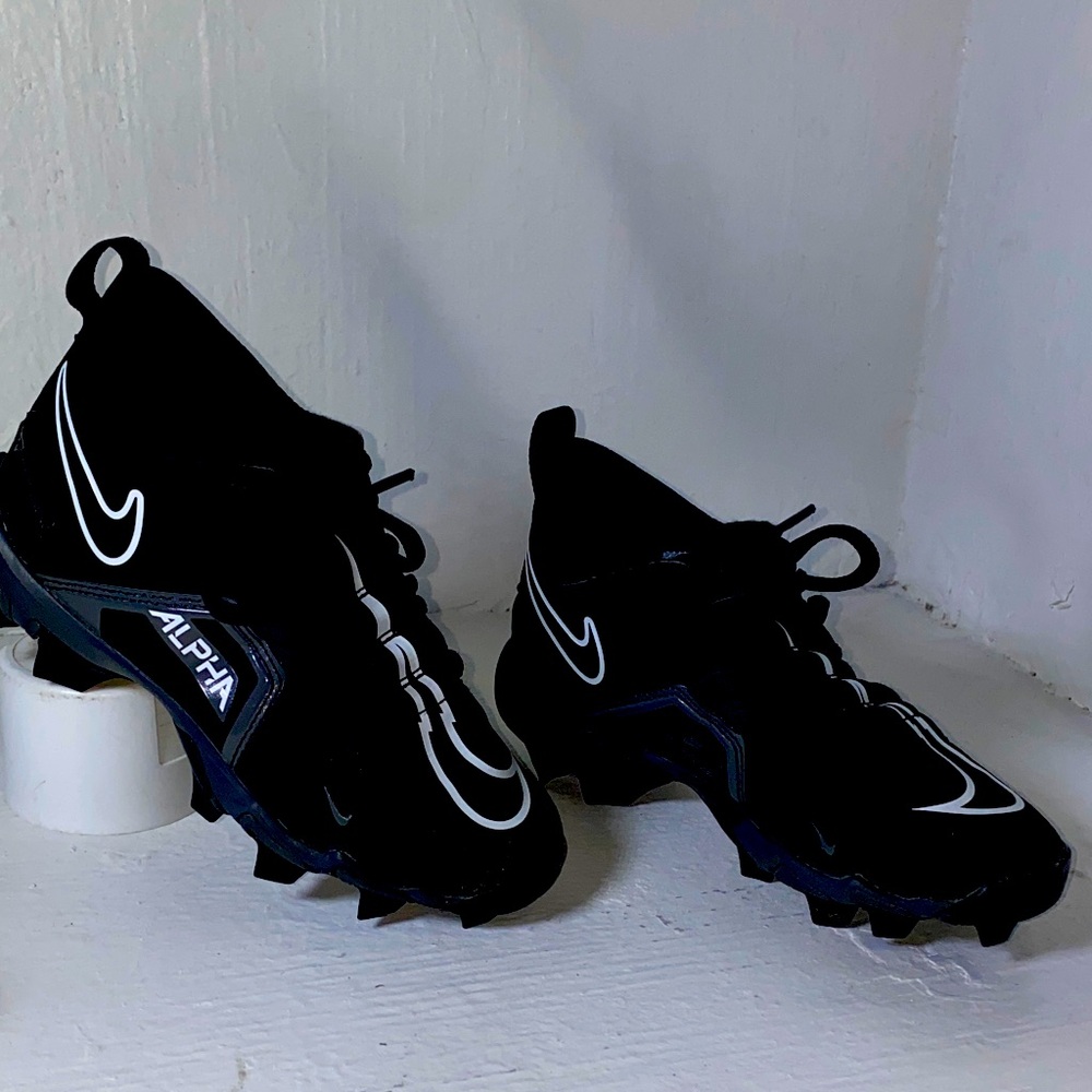 Black Football Cleats with White Accents